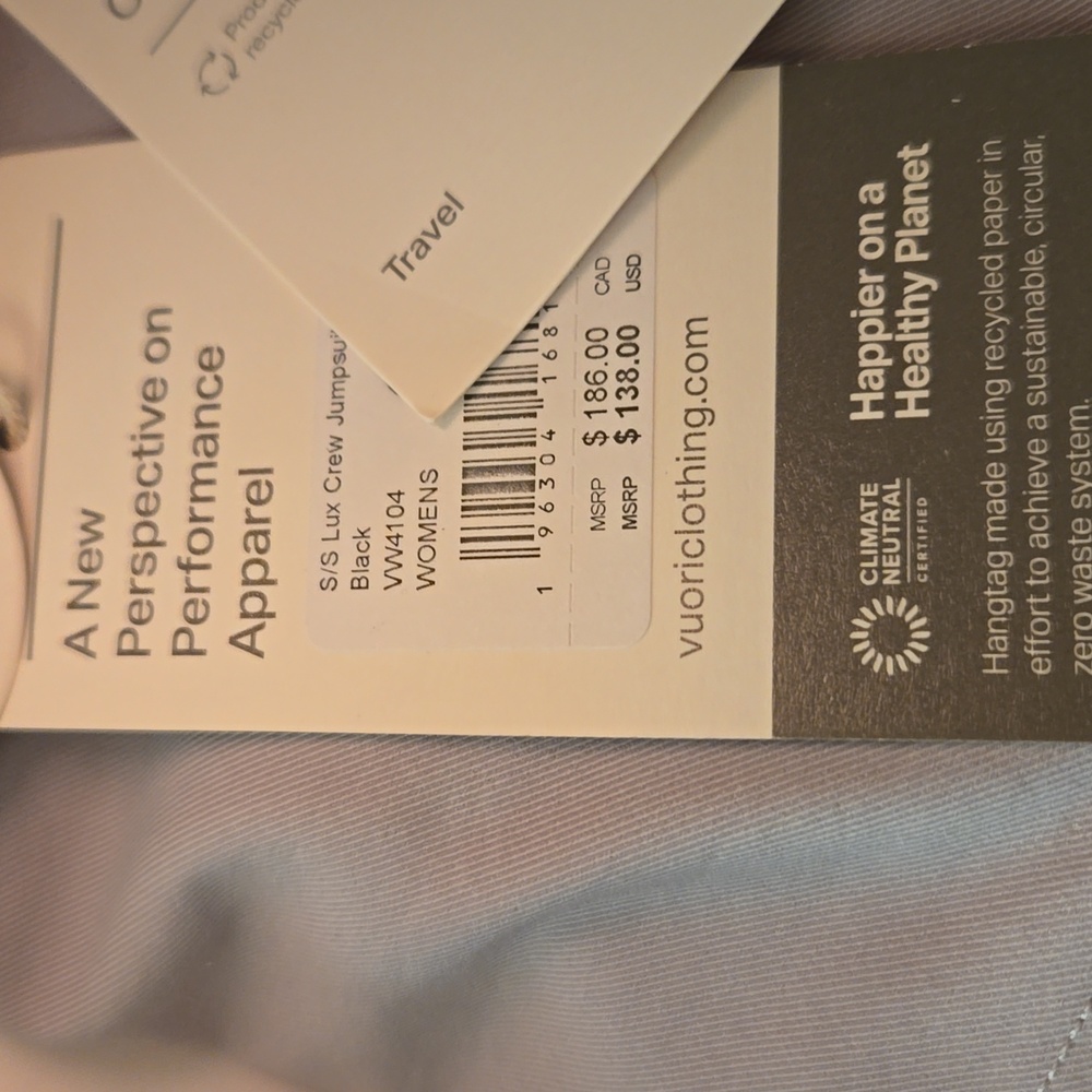 NWT Brand New Women's Vuori Black S/S 'Lux Crew Jumpsuit" Various Sizes - Picture 3 of 12